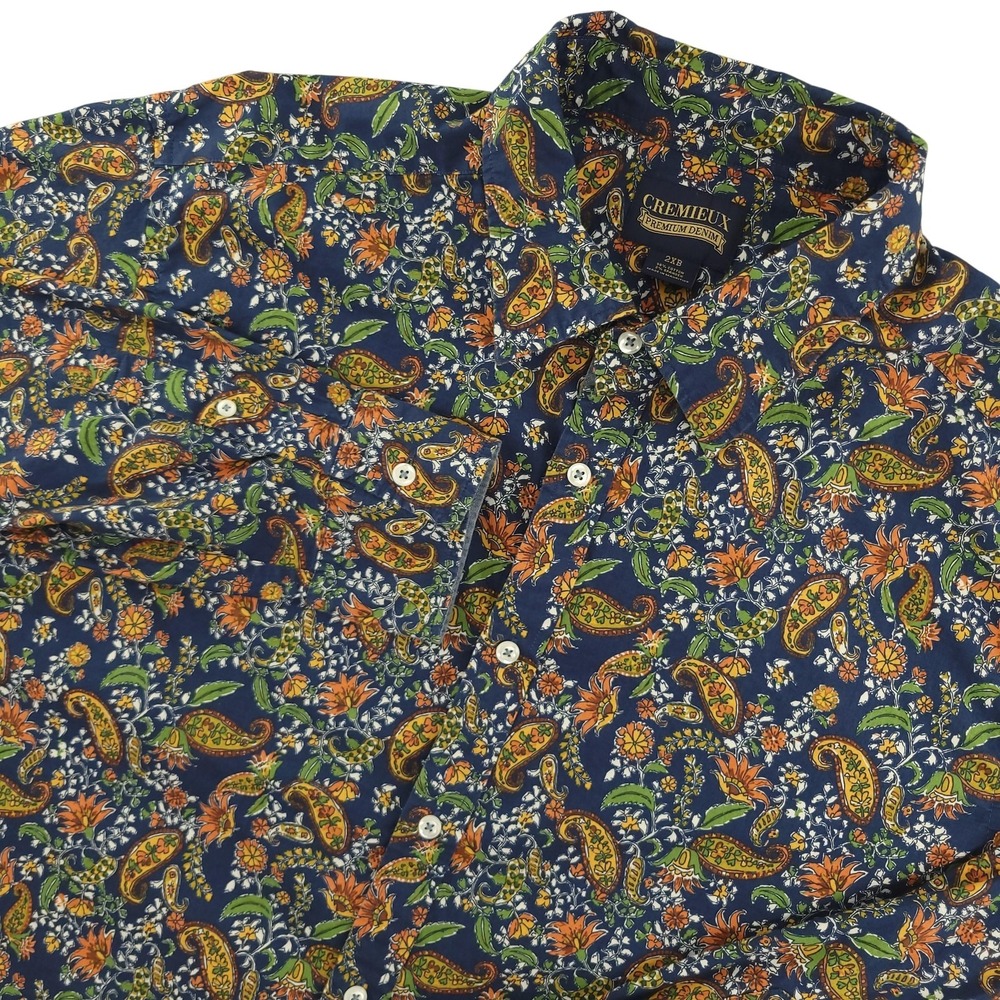 Cremieux Shirt Mens Big 2X Multicolor Paisley Long Sleeve Button Up Stretch